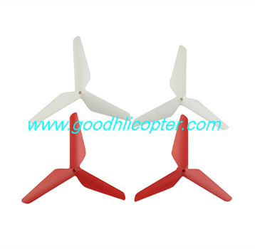 SYMA-X5S-X5SC-X5SW Quad Copter parts 3 leaves blades (2pcs white + 2pcs red) - Click Image to Close